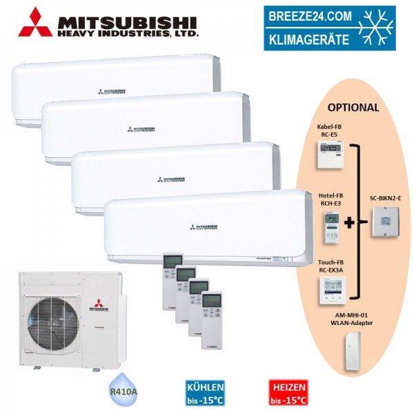 Mitsubishi Heavy Set 4 x Wandgeräte 2,0/5,0 kW - 2 x SRK20ZSX-W + 2 x SRK50ZSX-W + SCM100ZM-S Klima