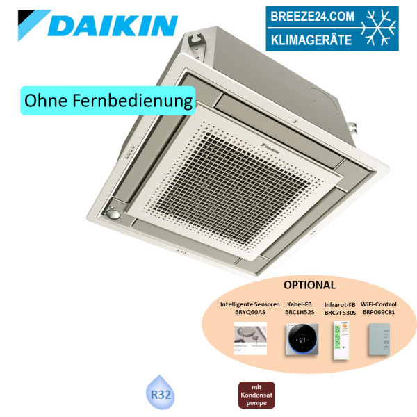 Daikin Deckenkassette 2,5 kW Euroraster silber FFA25A9-0 + Blende BYFQ60CS R32