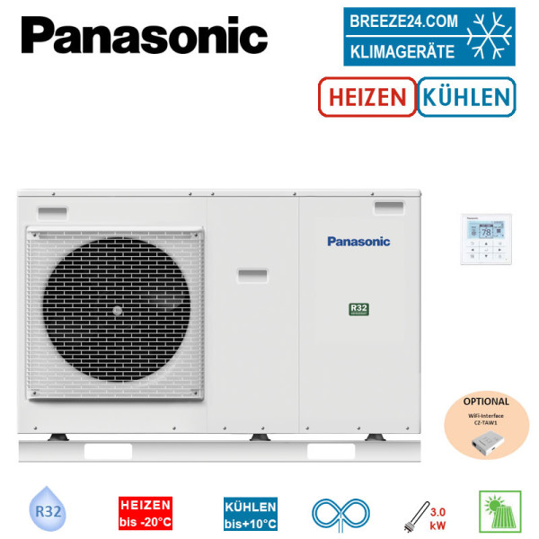 Panasonic Aquarea LT Generation J WH-MDC09J3E5 Monoblock Kompakt Wärmepumpe 9,0 kW | Heizen + Kühlen
