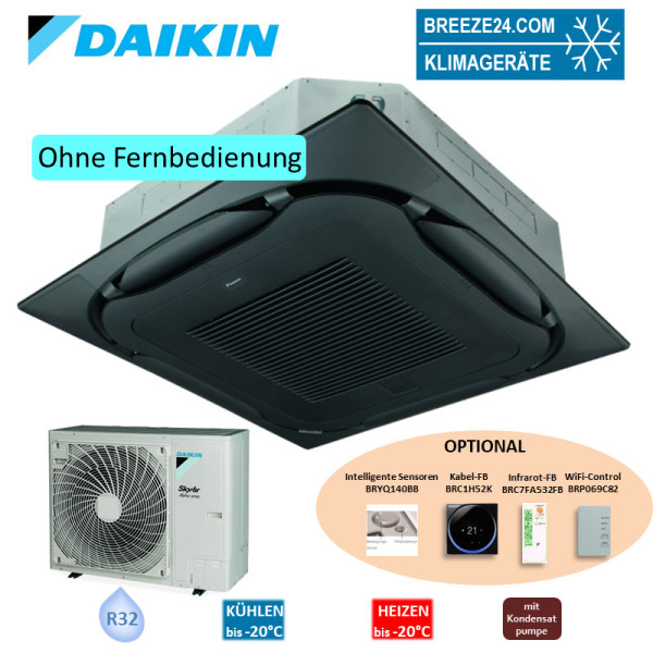 Daikin Set 4-Wege-Deckenkassette FCAHG125H-3 + Blende BYCQ140EB standard schwarz + RZAG125NV1 12,1kW