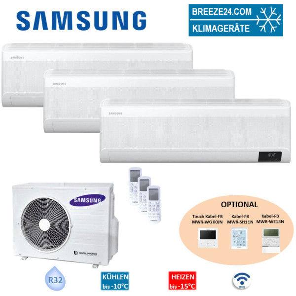 Samsung Set 3 Wandgeräte WindFree Exklusiv 2,0 kW - AR 07 TXEAAWKN + AJ 052 TXJ3KG R32 Klimaanlage