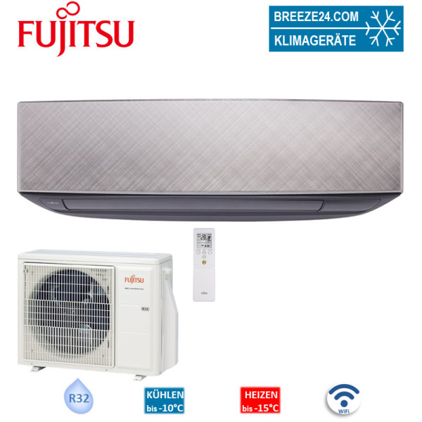 Fujitsu Set ASYG09KETAB + AOYG09KETA WiFi Design eco silber-grau 2,5 kW | Raumgröße 35 - 40 m² | R32