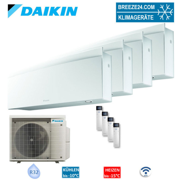 Daikin Set 4 Wandgeräte Emura WiFi 3,5 kW - FTXJ35AW + 4MXM80A9 R32 Klimaanlage