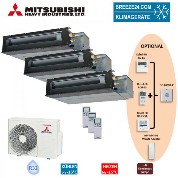 Mitsubishi Heavy Set 3 x Kanalgeräte 2,5/3,5 kW 2 x SRR25ZS-W + SRR35ZS-W + SCM60ZS-W R32 Klimaanlag