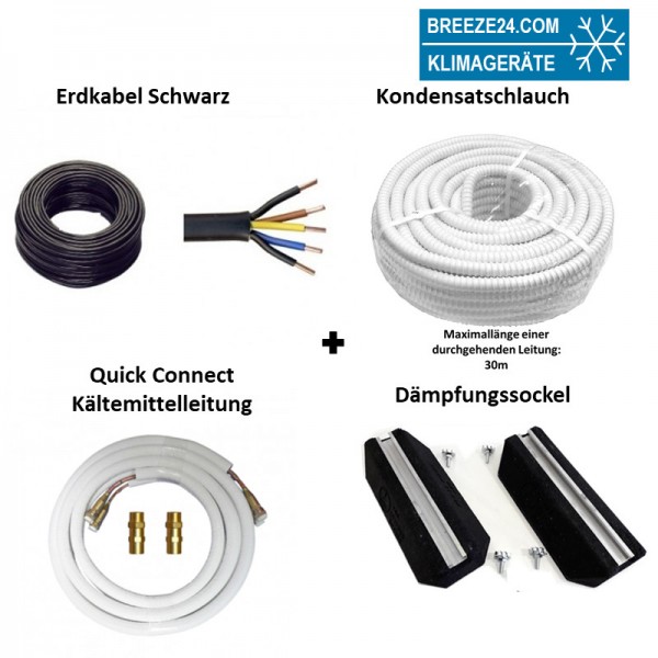 Installationspaket Quick Connect 6/12 Kältemittelleitungen + Dämpfungssockel
