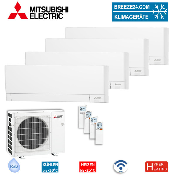 Mitsubishi Electric Set 3 x MSZ-AY15VGKP + MSZ-AY20VGKP + MXZ-4F83VFHZ2 Hyper Heating Wandgeräte