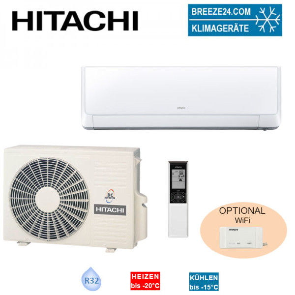 Hitachi Set RAK-25RXE + RAC-25WXE Wandgerät Shirokuma 2,5 kW für 1 Raum 25 - 30 m²