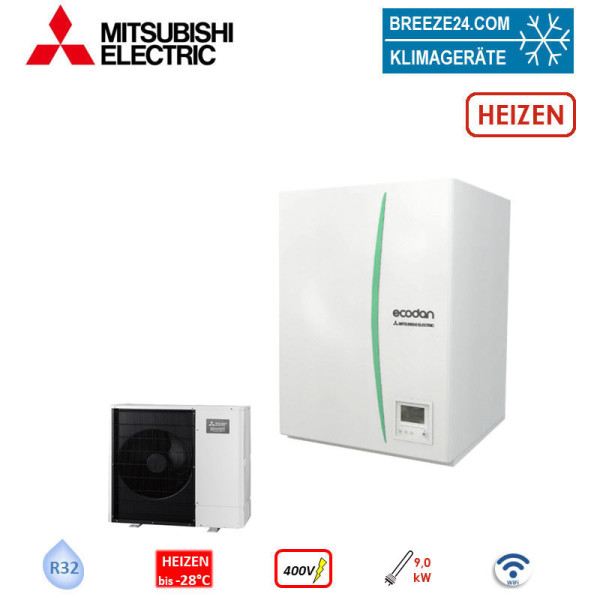 Mitsubishi Electric Set 1.15 Zubadan PUD-SHWM140YAA + EHSD-YM9D Wärmepumpe+Hydromodul 14kW 400V WiFi