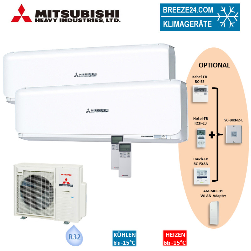 Mitsubishi Heavy Set 2 Wandgeräte 5,0 kW 2 x SRK50ZSX-W + SCM71ZS-W R32 Klimaanlage