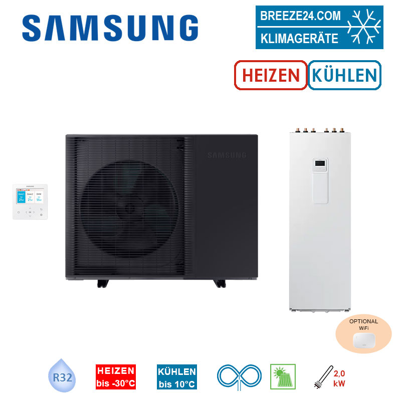 SAMSUNG AE080BXYDEG Luft/Wasser Wärmepumpe + AE200RNWMEG Hydromodul 8 kW | 2 Heizkreise | 200 Liter