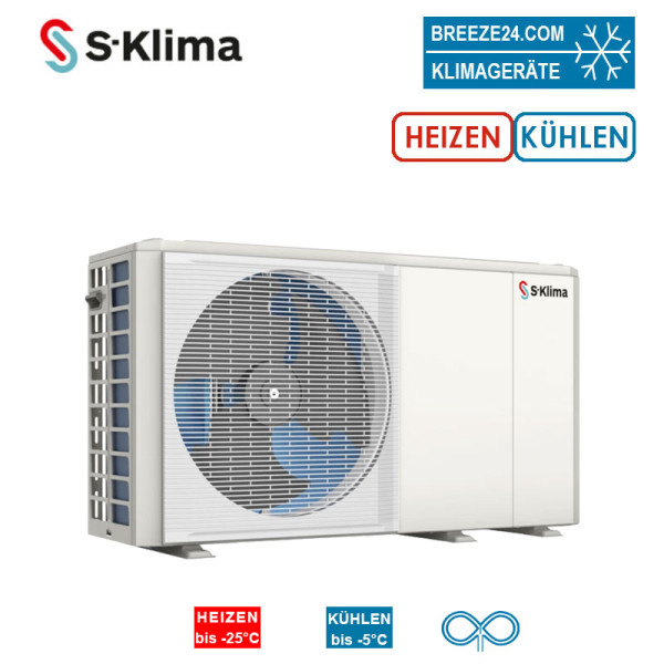 S-Klima SAS47RN2 Wärmepumpe Monoblock zum Heizen + Kühlen 4,3 kW | 4,7 kW - 2 Heizkreise