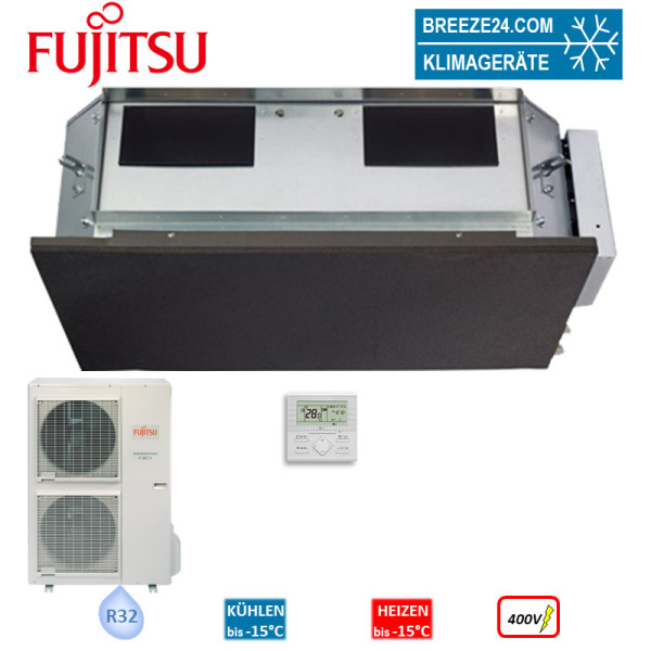 Fujitsu Set Kanalgerät eco 12,1 kW ARXG 45KHTB + AOYG 45KRTA Hohe Pressung R32 Klimaanlage 400V