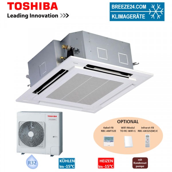Toshiba Set 4-Wege-Deckenkassette 10,0 kW RAV-RM1101UTP-E + RAV-GM1101ATP-E R32 Klimaanlage