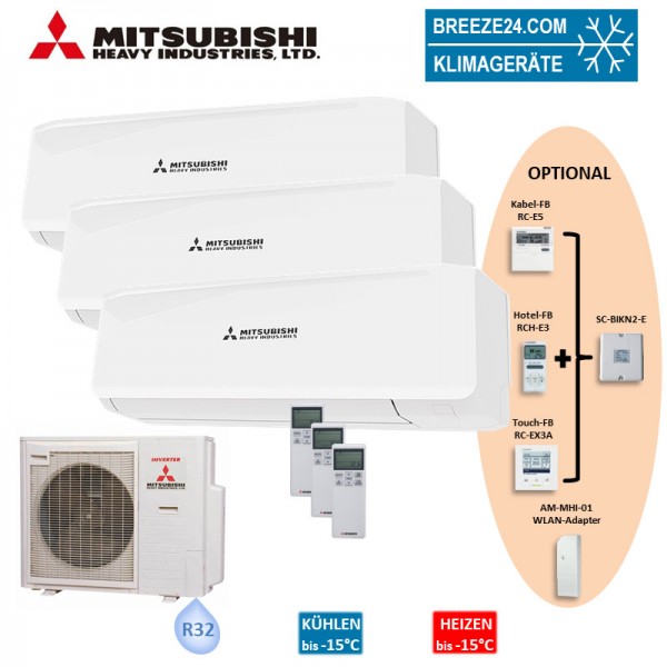 Mitsubishi Heavy Set 3 x Wandgeräte 3,5/5,0 kW 2 x SRK35ZS-W + SRK50ZS-W + SCM80ZS-W R32 Klimaanlage