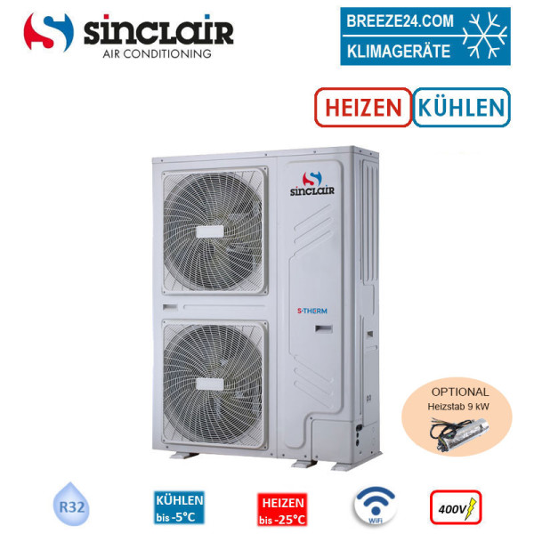 Sinclair S-THERM YUKON SMHM-220B-3 Monoblock Wärmepumpe Heizen 22 kW + Kühlen 23 kW 400V WiFi