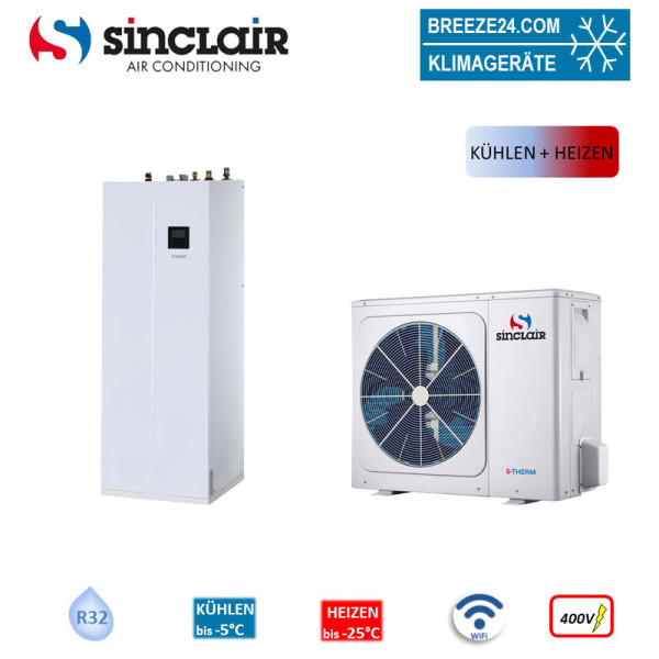 Sinclair S-THERM YUKON Set MSH-100EB + MSH-190TB-3/9 Wärmepumpe + Hydrobox + Speicher WiFi 10kW 190L