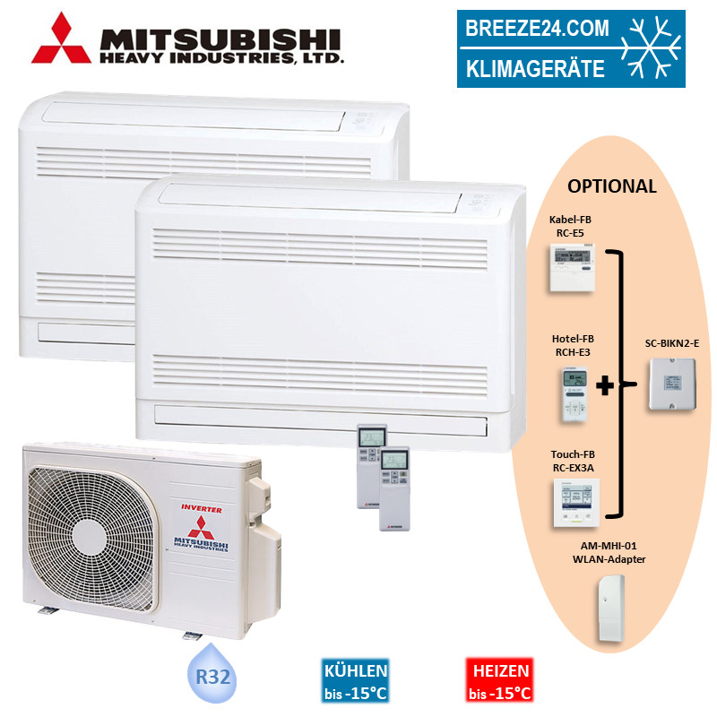 Mitsubishi Heavy Set 2 x Truhengeräte 2,5/3,5kW SRF25ZS-W + SRF35ZS-W + SCM45ZS-W R32 Klimaanlage