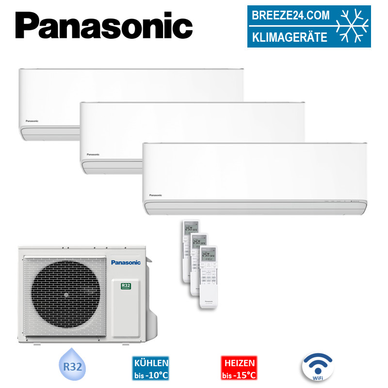 Panasonic Set 2 x CS-Z25ZKEW + CS-Z50ZKEW + CU-3Z68TBE Wandgeräte WiFi 2,5/2,5/5,0 kW R32