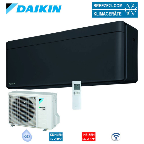 Daikin Set Wandgerät Stylish WiFi schwarz 3,4 kW - FTXA35BB + RXA35A9 | Raumgröße 35 - 40 m² | R32