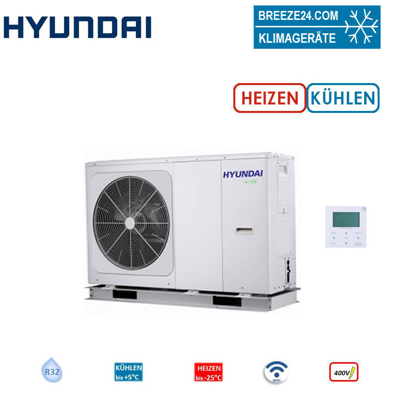 Hyundai HYHC-V12W/D2RN8-BER90 Wärmepumpe Monoblock 12,0 kW zum Kühlen und Heizen 400 V WiFi