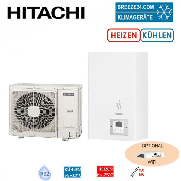 Hitachi Wärmepumpen Set YUTAKI S 8,0 kW RAS-3WHVRP1 + RWM-3.0R1E - Außengerät + Hydromodul