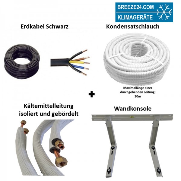Installationspaket 6/10 Kältemittelleitung gebördelt + Wandausleger