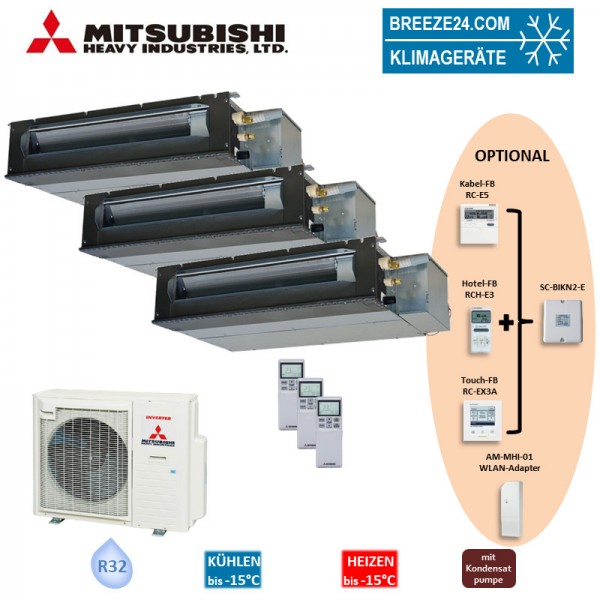 Mitsubishi Heavy Set 3 x Kanalgeräte 2,5/3,5/6,0kW SRR25ZS-W + SRR35ZS-W + SRR60ZS-W + SCM80ZS-W R32