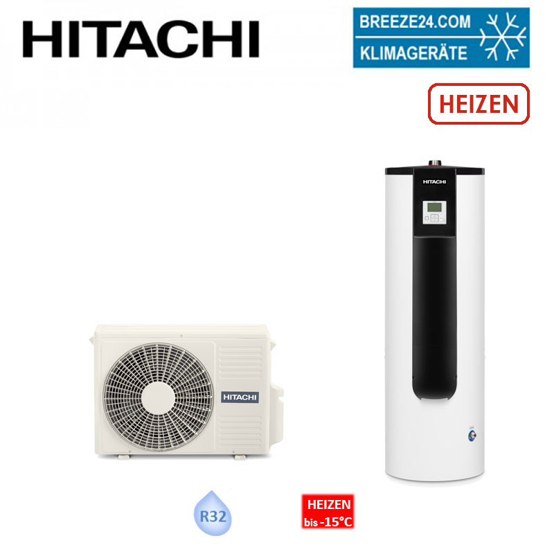 Hitachi Yutampo R32 270 Liter RAW-35RHC + TAW-270RHC Brauchwasser-Wärmepumpe + Speicher 270L