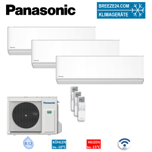 Panasonic Set 3 x CS-MZ16ZKE + CU-3Z52TBE Wandgeräte WiFi 1,6/1,6/1,6 kW - R32 Klimaanlage