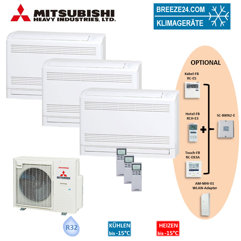 Mitsubishi Heavy Set 3 x Truhengeräte 3,5kW 3 x SRF35ZS-W + SCM80ZS-W R32 Klimaanlage