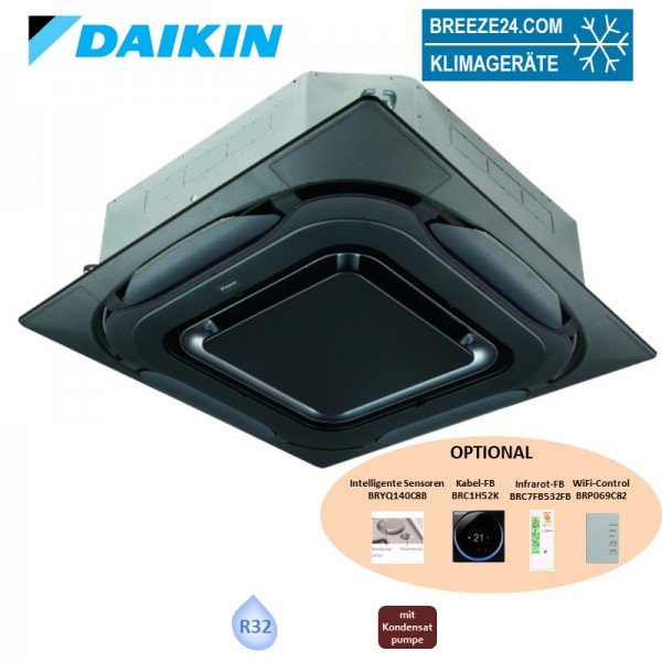 Daikin Deckenkassette 9,5 kW - FCAHG100H-5 mit Blende BYCQ140EPB Design schwarz R32