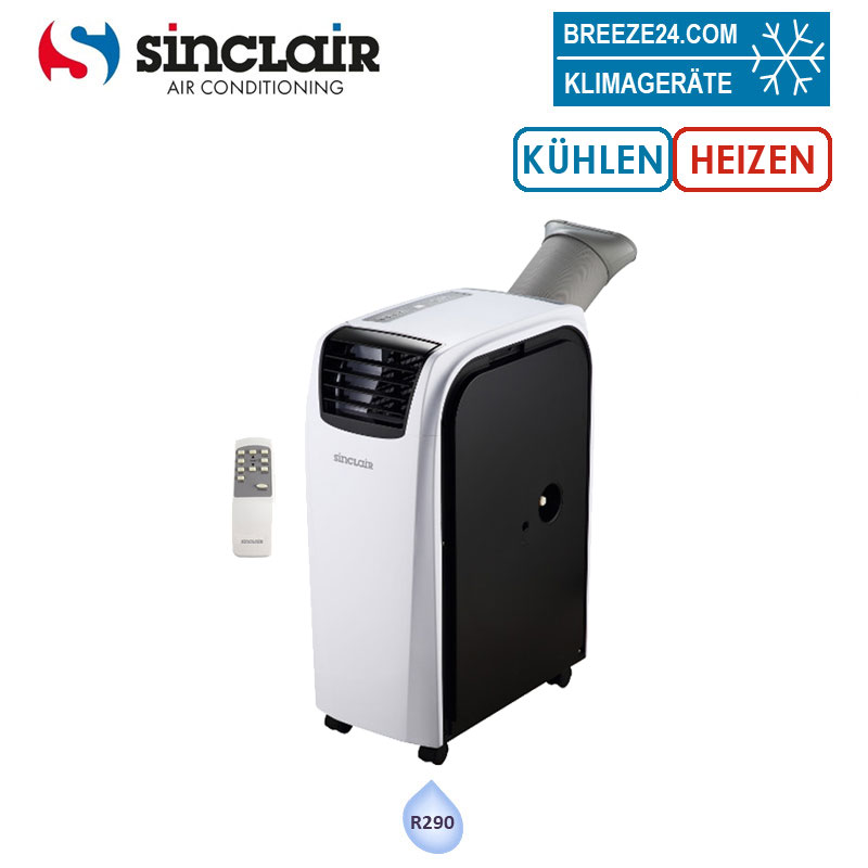 Sinclair AMC-11P Mobile Klimaanlage Kühlen + Heizen 3,0 kW für 1 Raum mit  35 m² R290, mit Abluftschlauch, Mobile Geräte, Klimaanlagen