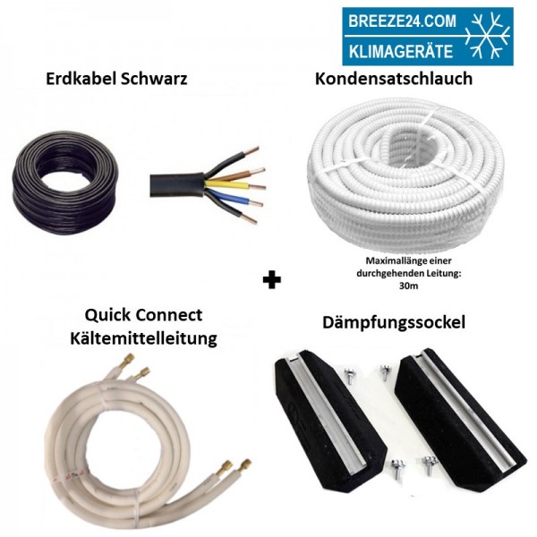 Installationspaket Quick Connect 6/12 flexible Kältemittelleitungen + Dämpfungssockel