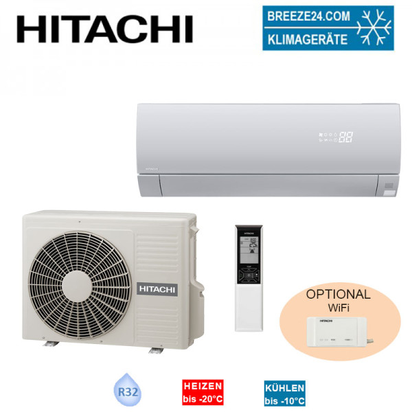 Hitachi Set RAK-25PSES + RAC-25WSE Wandgerät Premium silber 2,5 kW für 1 Raum 25 - 30 m²