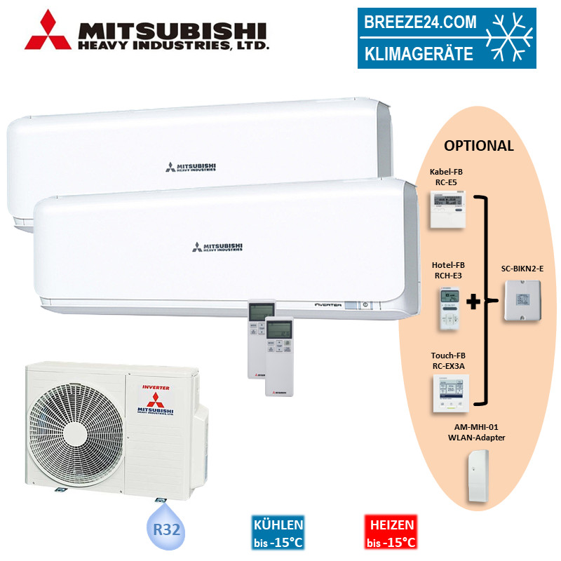 Mitsubishi Heavy Set 2 Wandgeräte 2,0/5,0 kW - SRK20ZSX-W + SRK50ZSX-W + SCM71ZS-W R32 Klimaanlage