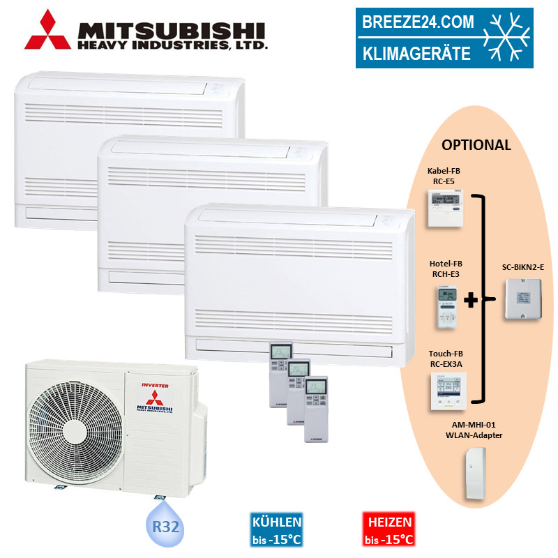 Mitsubishi Heavy Set 3 x Truhengeräte 2,5/3,5kW 2 x SRF25ZS-W + SRF35ZS-W + SCM60ZS-W R32