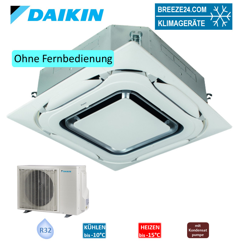 Daikin Set 4-Wege-Deckenkassette FCAG60B-4 + Blende BYCQ140EP Design weiss + RXM60R 5,7kW