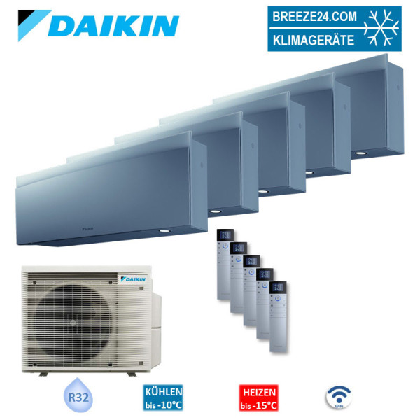 Daikin Set 5 x FTXJ25AS + 5MXM90A2V1B9 Wandgeräte Emura WiFi silber 2,4 kW R32 Klimaanlage