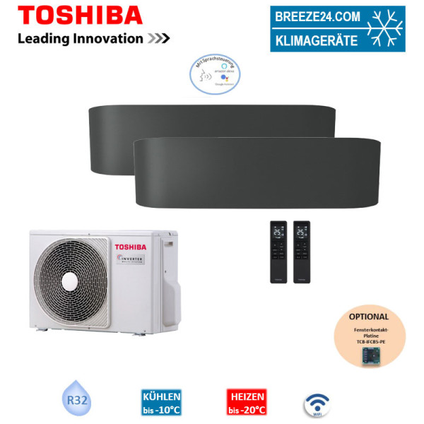 Toshiba Set 2 Wandgeräte 2 x 2,5 kW RAS-B10N4KVRG-E + RAS-2M14U2AVG-E Außengerät Klimaanlage