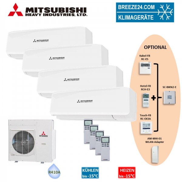 Mitsubishi Heavy Klimaanlage Set SRK20ZS-W + 3 x SRK50ZS-W Wandgeräte + Außengerät SCM125ZM-S 2/5kW