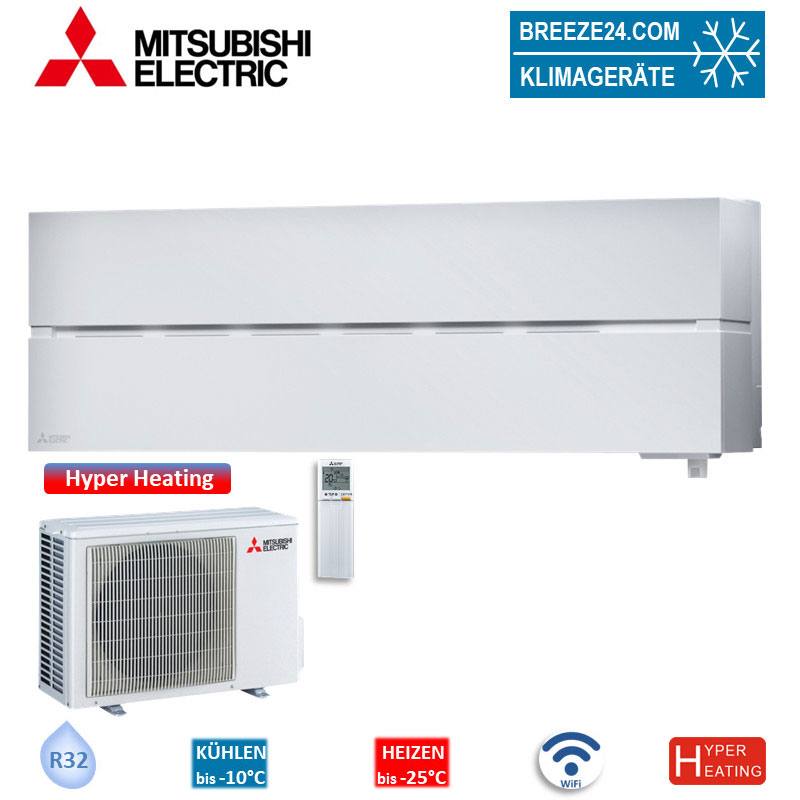 Mitsubishi Electric Set Wandgerät Diamond WiFi MSZ-LN25VG2W + MUZ-LN25VGHZ2 Hyper Heating 2,5 kW
