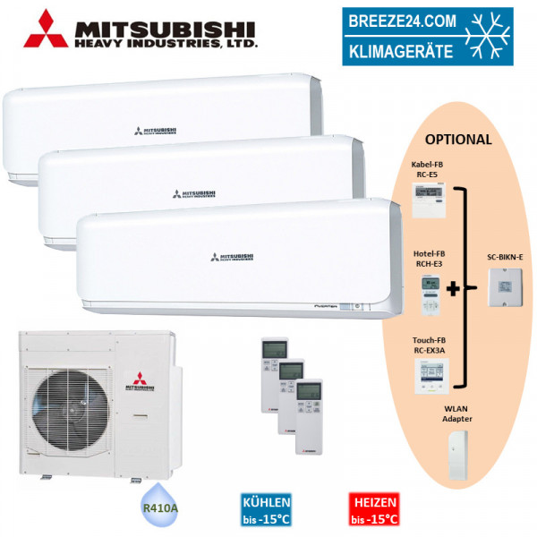 Mitsubishi Heavy Set 3 x Wandgeräte 5,0 kW SRK50ZSX-W + SCM125ZM-S R410A Klimaanlage