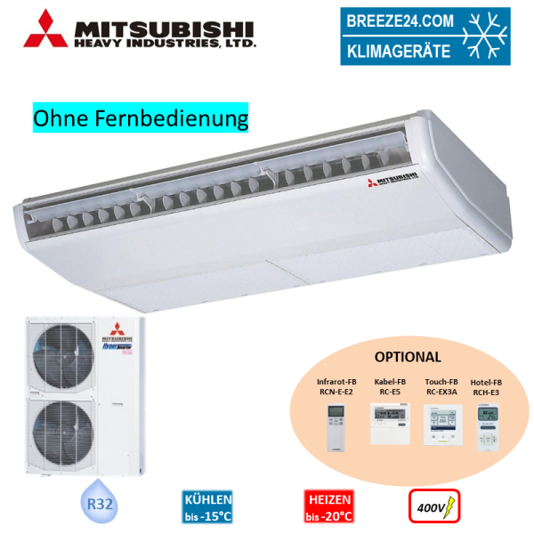 Mitsubishi Heavy Set Deckenunterbaugerät 12,5 kW - FDE125VH + FDC125VSX-W 400V Raumgröße 125 m² R32