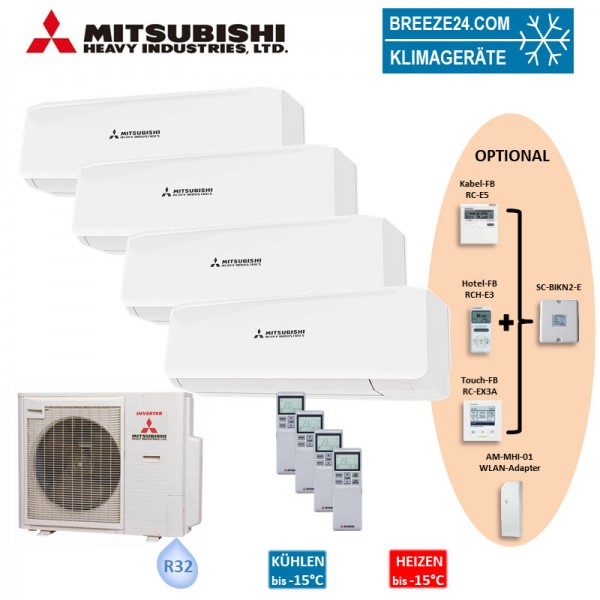 Mitsubishi Heavy Set 4 x Wandgeräte 2,5 kW - SRK25ZS-W + Außengerät SCM71ZS-W R32 Klimaanlage