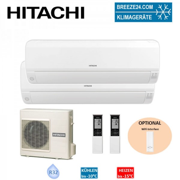 Hitachi Set 2 x Wandgeräte Performance 2,0 kW RAK-18RPE + RAM-40NP2E R32 Klimaanlage