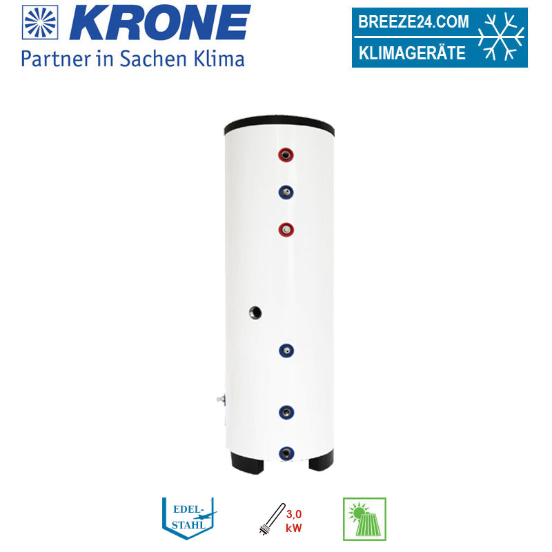 Krone WBS-300-2W-VA Wärmepumpen-Brauchwasserspeicher 300 Liter mit Heizstab 3 kW mit 2 Wärmetauscher