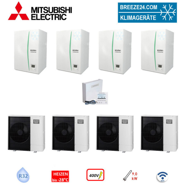 Mitsubishi Electric Wärmepumpen Kaskaden Set SZ 4.80 H 32 kW PUD-SHWM80VAA + EHSD-YM9D+PAC-IF071B-E