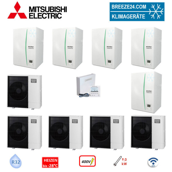 Mitsubishi Electric Wärmepumpen Kaskaden Set SP 5.60 H 30 kW PUD-SWM60VAA + EHSD-YM9D+PAC-IF071B-E