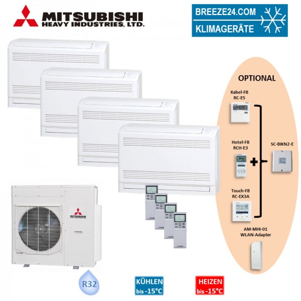 Mitsubishi Heavy Set 4 x Truhengeräte 2,5/3,5/5kW SRF25ZS-W + 2 x SRF35ZS-W + SRF50ZSX-W + SCM100ZS-