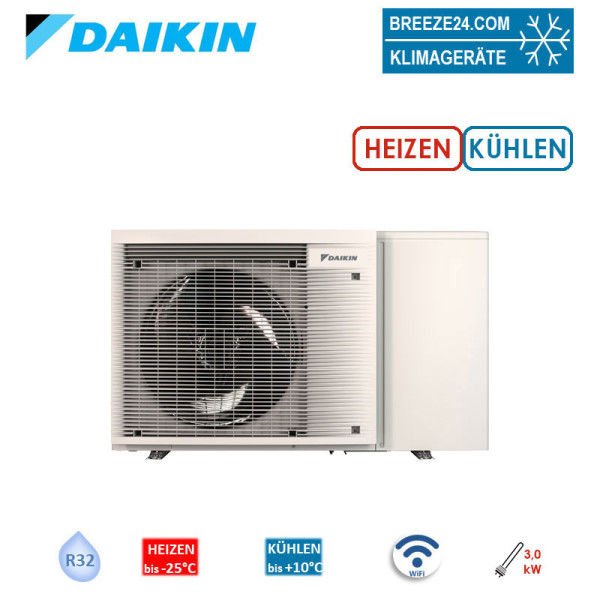 Daikin Altherma 3 M EBLA04E3V3 WiFi Monoblock Wärmepumpe Heizen/Kühlen 4,0 kW mit Heizstab 3 kW